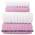 Kit 4 Toalhas (02 Banho e 02 Rosto) - Jogo de Toalhas 100% Algodão Grande 75cm x 130cm 460g