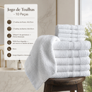 Kit 10 Toalhas 5 Banho e 5 Rosto Modelo Anna - Branca Padrão Hotel Macia Spa Pousadas Airbnb Hostel