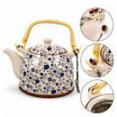 Bule Japonês 900ml de Porcelana com Infusor – Tokyo / Chá / Alça Bambu / Bebidas Quentes / Cozinha
