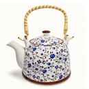 Bule Japonês 900ml de Porcelana com Infusor – Tokyo / Chá / Alça Bambu / Bebidas Quentes / Cozinha