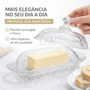 Manteigueira De Vidro Premium Com Tampa Porta Manteiga Elegante E Resistente