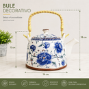 Bule Japonês 900ml de Porcelana com Infusor – Tokyo / Chá / Alça Bambu / Bebidas Quentes / Cozinha