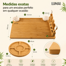 Kit Tábua Para Servir Grande Queijos Frios e Petiscos com Petisqueira Bambu de Polimento Duplo LUMAI