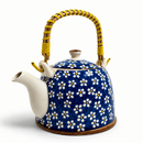 Bule Japonês 900ml de Porcelana com Infusor – Tokyo / Chá / Alça Bambu / Bebidas Quentes / Cozinha