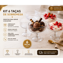 Kit 6 Taças De Sobremesa Vidro Canelado 250ml Trasparente Elegante Reforçado Sorvete Mousse Açai
