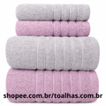 Kit 4 Toalhas (02 Banho e 02 Rosto) - Jogo de Toalhas 100% Algodão Grande 75cm x 130cm 460g