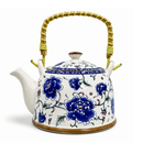 Bule Japonês 900ml de Porcelana com Infusor – Tokyo / Chá / Alça Bambu / Bebidas Quentes / Cozinha