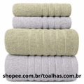 Kit 4 Toalhas (02 Banho e 02 Rosto) - Jogo de Toalhas 100% Algodão Grande 75cm x 130cm 460g