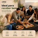 Kit Tábua Para Servir Grande Queijos Frios e Petiscos com Petisqueira Bambu de Polimento Duplo LUMAI