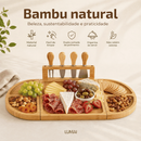 Lumai Petisqueira Magnética Tábua Para Servir Queijos Frios e Aperitivos - Bambu com Polimento Duplo