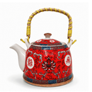 Bule Japonês 900ml de Porcelana com Infusor – Tokyo / Chá / Alça Bambu / Bebidas Quentes / Cozinha