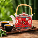 Bule Japonês 900ml de Porcelana com Infusor – Tokyo / Chá / Alça Bambu / Bebidas Quentes / Cozinha