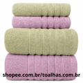 Kit 4 Toalhas (02 Banho e 02 Rosto) - Jogo de Toalhas 100% Algodão Grande 75cm x 130cm 460g