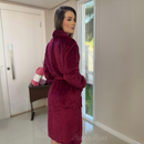 Roupão Plush Flannel Fleece Lady Feminino Manga Longa Luxo Toque Aveludado Com Bolso Premium Appel