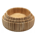 Kit 03 Bowls Tigelas Canelado Bambu P M G Multiuso - Oikos