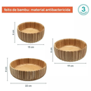 Kit 03 Bowls Tigelas Canelado Bambu P M G Multiuso - Oikos