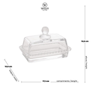 Manteigueira Manteguera Porta Manteiga de Cristal Pearl Bolinhas Wolff Transparente Grande Manteiga Inteira