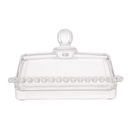 Manteigueira Manteguera Porta Manteiga de Cristal Pearl Bolinhas Wolff Transparente Grande Manteiga Inteira