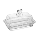 Kit de 2 peças: Manteigueira 17x10,5x10cm e Queijeira 19,5x13cm Cristal Coração com Tampa Lyor