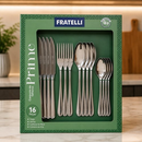 Conjunto Talheres Inox 16 Peças Fratelli Mesa Cozinha Faca Garfos Colheres Utensílios Restaurantes