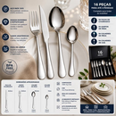 Conjunto Talheres Inox 16 Peças Fratelli Mesa Cozinha Faca Garfos Colheres Utensílios Restaurantes