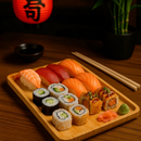 Kit Tábua Petisqueira Madeira Servir Frios Espetos Queijo Sushi 27,5 x 14,5cm
